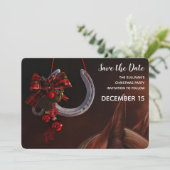 Save The Date Noël équestre pendre en fer à cheval Photo (Debout devant)