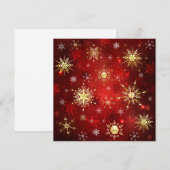 Save The Date Noël Golden Snowflakes sur Arrière - plan rouge (Devant / Derrière)