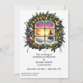 Save The Date Noël hiver Wonderland Wreath Photo (Dos)