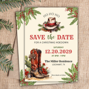 Save The Date Noël Occidental, Holiday Hodown, Cowboy Party