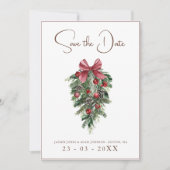 Save The Date Noël Rouge et vert Mariage de fête d'hiver (Devant)