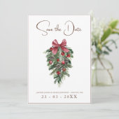 Save The Date Noël Rouge et vert Mariage de fête d'hiver (Debout devant)