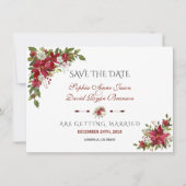 Save The Date Noël Rouge Poinsettia Mariage Enregistrer La Date (Devant)