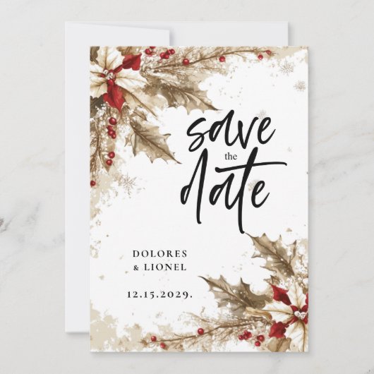 Save The Date Noël Script Wedding Enregistrer la date (Devant)