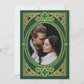 Save The Date Nœud celtique Claddagh Trèfle Mariage Vert (Dos)