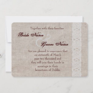 Save The Date Nœud celtique sur toile de jute rustique irlandais