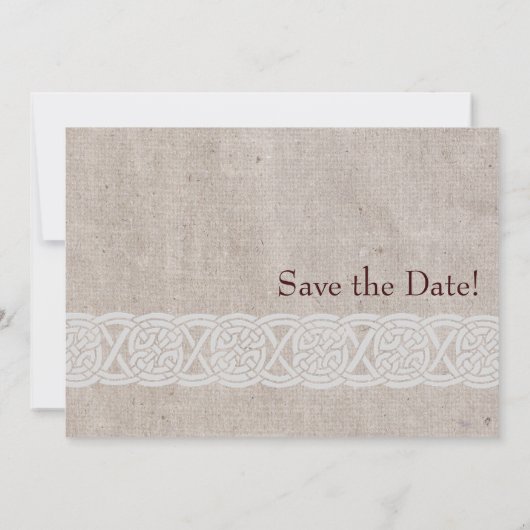Save The Date Nœud celtique sur toile de jute rustique tradition (Dos)