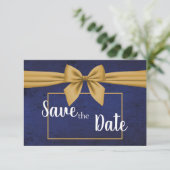 Save The Date Nœud doré bleu foncé (Debout devant)