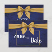 Save The Date Nœud doré bleu foncé (Devant / Derrière)
