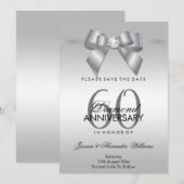 Save The Date Noeud et ruban de gemme chic 60e anniversaire de m (Devant / Derrière)
