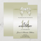 Save The Date Nœud et ruban de gemme d'ivoire 14e anniversaire d (Devant / Derrière)