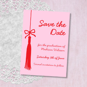 Save The Date Noeud papillon rose et rouge Coquette Promotion 20