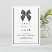 Save The Date Nœud Ruban Classique Mariage Noir & Blanc (Debout devant)