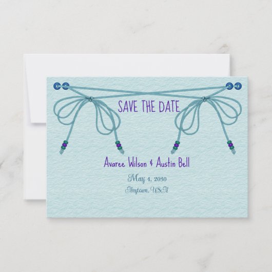 Save The Date Nœuds de Mariage Amour Turquoise (Devant)
