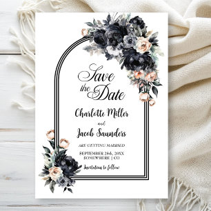 Save The Date Noir Arc Floral Mariage Enregistrer la date