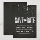 Save The Date Noir & Argent Pailleté Enregistrez La Date (Devant / Derrière)
