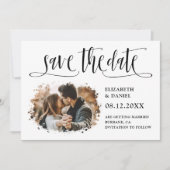 Save The Date Noir Blanc Calligraphie Mariage 2 Splatter Photo (Devant)