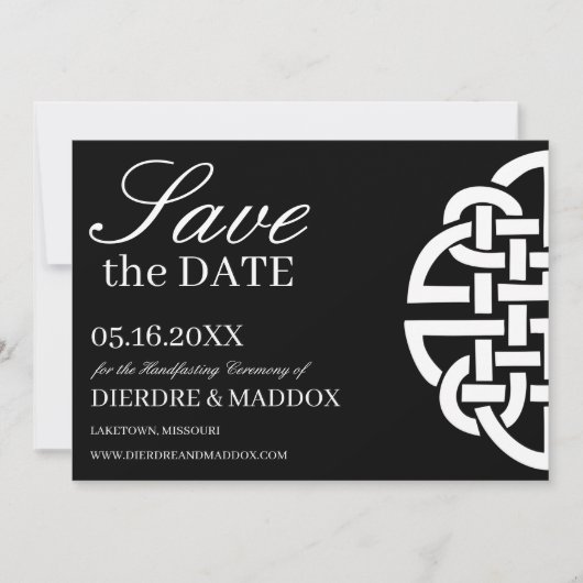 Save The Date Noir & Blanc Celtique noeud simple à main (Devant)