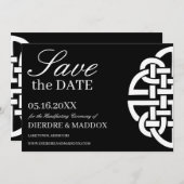 Save The Date Noir & Blanc Celtique noeud simple à main (Devant / Derrière)