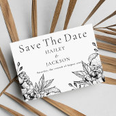 Save The Date Noir blanc élégant romantique floral Enregistrer l