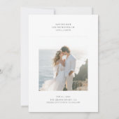 Save The Date Noir & Blanc Élégant Script 2 Photo Plage Mariage (Dos)