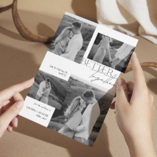 Save The Date Noir & Blanc moderne 4 Mariage de typographie phot