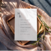 Save The Date Noir & Blanc Moderne Élégant Mariage Monogramme