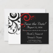 Save The Date Noir, Blanc, Noir, Mariage de l'Éperon Rouge Enreg (Devant)