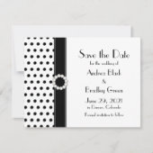 Save The Date Noir blanc Polka Pot Mariage Enregistrer la date (Devant)