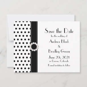 Save The Date Noir blanc Polka Pot Mariage Enregistrer la date
