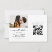 Save The Date Noir blanc QR Code moderne Enregistrer la date Ele (Dos)