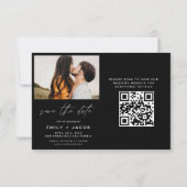 Save The Date Noir blanc QR Code moderne Enregistrer la date Ele (Dos)