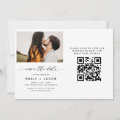Save The Date Noir blanc QR Code moderne Enregistrer la date Ele (Dos)