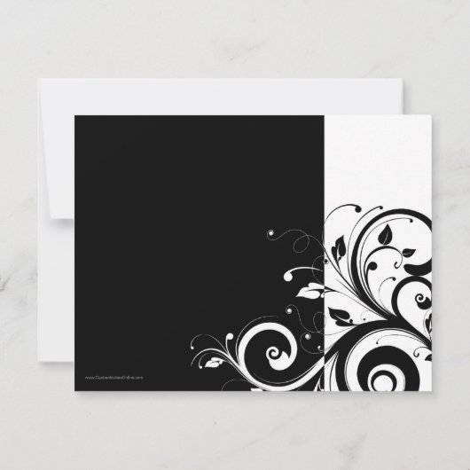 Save The Date Noir +Blanc Reverse Swirl Wedding Enregistrer la d (Dos)