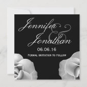 Save The Date Noir & BLANC Roses mariage Enregistrer la date Inv (Dos)