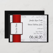Save The Date Noir Blanc Rouge Bohème Mariage Enregistrer la dat (Devant / Derrière)