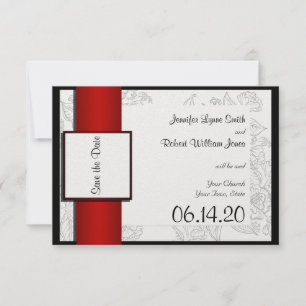 Save The Date Noir Blanc Rouge Bohème Mariage Enregistrer la dat