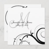 Save The Date Noir Blanc Swirl Monogramme Mariage Enregistrer la (Devant / Derrière)