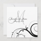 Save The Date Noir Blanc Swirl Monogramme Mariage Enregistrer la (Devant)