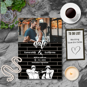 Save The Date Noir Blanc Unique Amusant Simple Mignon Anime Mari