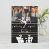 Save The Date Noir Blanc Unique Amusement Simple Cute Anime Mari (Debout devant)