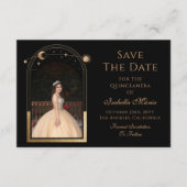 Save The Date Noir céleste Enregistrer La Date Anniversaire Quin (Devant)