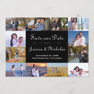 Save The Date Noir de collage de 12 photos - 5x7 font gagner la
