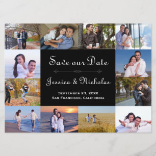 Save The Date Noir de collage de 12 photos - 6x8 font gagner la