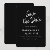 Save The Date Noir Éditables Enregistrer la Date, Moderne Minima (Devant / Derrière)