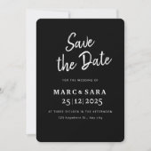 Save The Date Noir Éditables Enregistrer la Date, Moderne Minima (Devant)