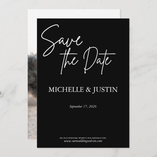 Save The Date Noir Enregistrer la date (Devant / Derrière)
