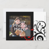 Save The Date Noir et blanc avec tourbillon inversé rouge (Dos)