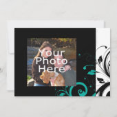 Save The Date Noir et blanc avec tourbillon inversé sarcelle (Dos)