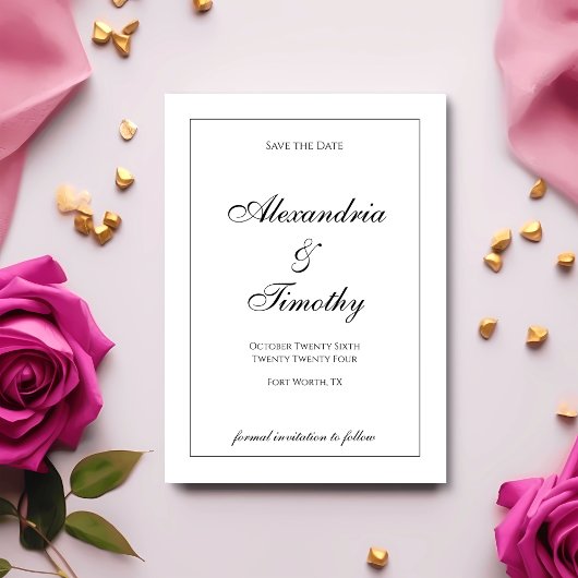 Save The Date Noir et blanc classique Enregistrer la date